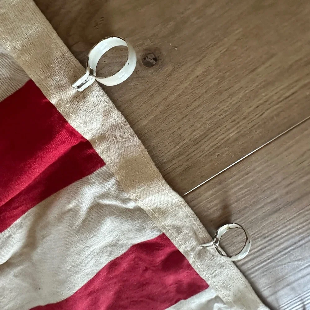 Vtg Dyed Cotton American Flag 50 Stars Geo Grommets Americana Memorial Deco 3x5'